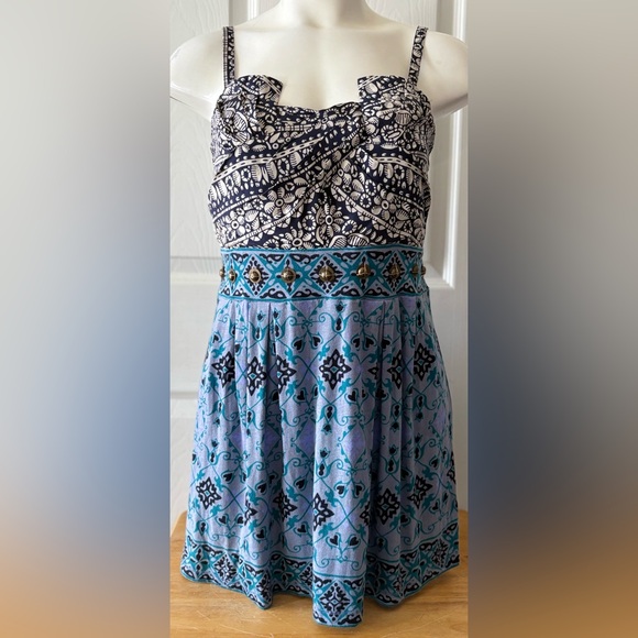 Deletta Anthropologie 100% Silk Upper Top Pima Cotton Blend Lower Tunic Top S - Picture 1 of 5